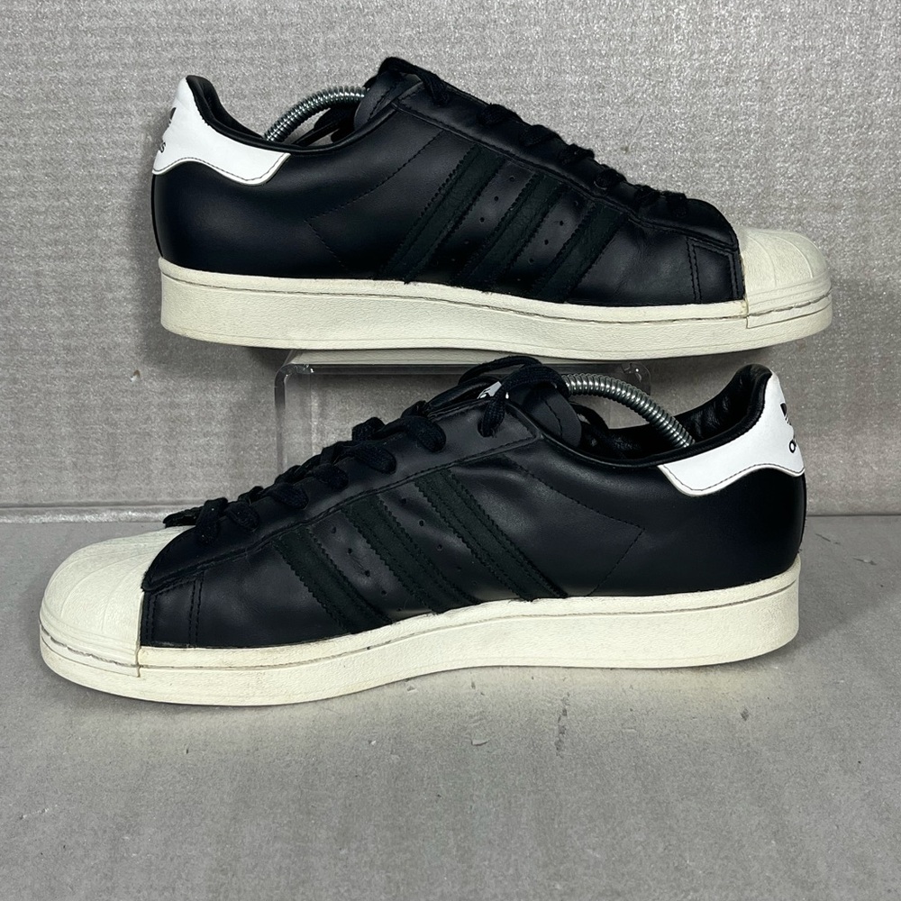 Adidas Men's Superstar Retro Shell Toe Core Black/Off White Sneakers Size 10.5 - Picture 2 of 8